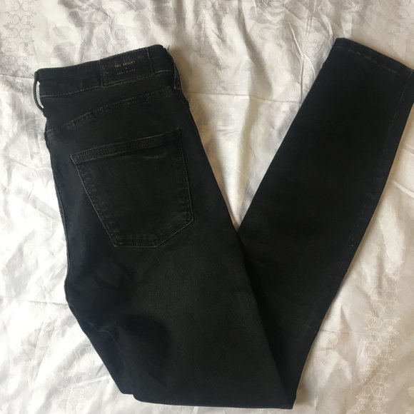 Zara Denim - Zara Jeans Womens Size 6 High Rise The Skinny Moon Black Faded Stretch Denim